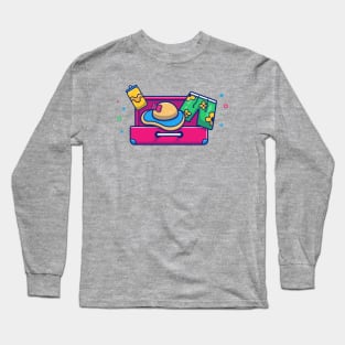 Suitcase With hat And swimsuit Cartoon Long Sleeve T-Shirt
